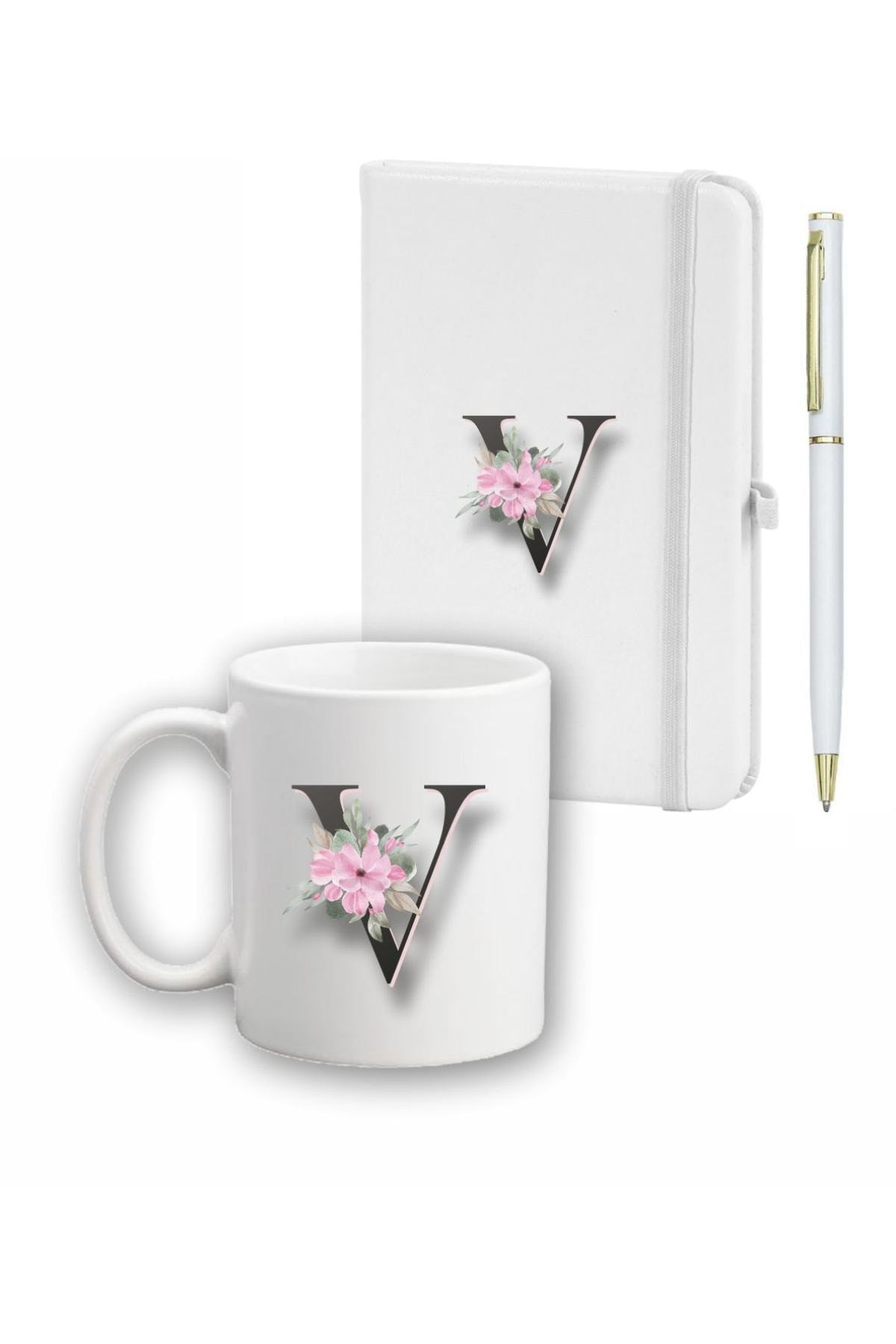 Çiçek Desen Ajanda, Kupa Ve Kalem Seti