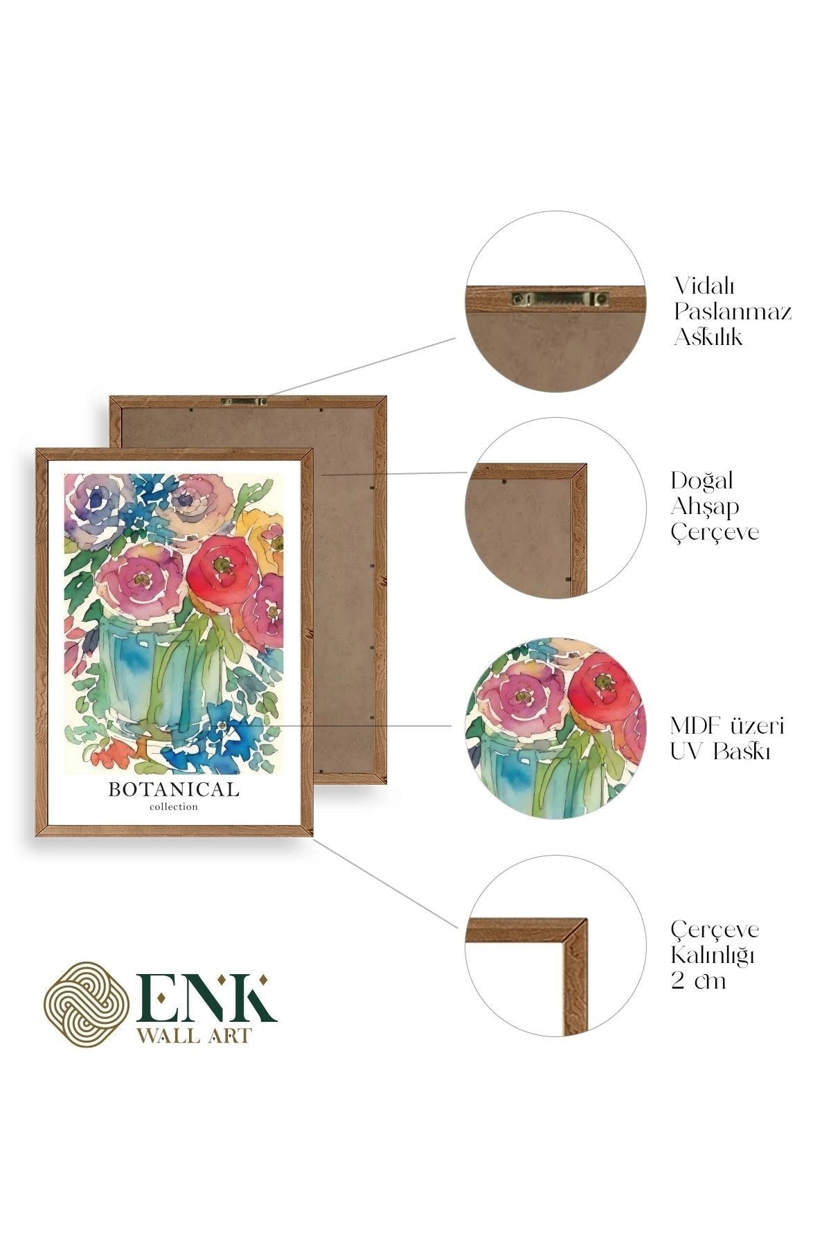 Çiçek Ahşap Çerçeveli Tablo 17 x 23