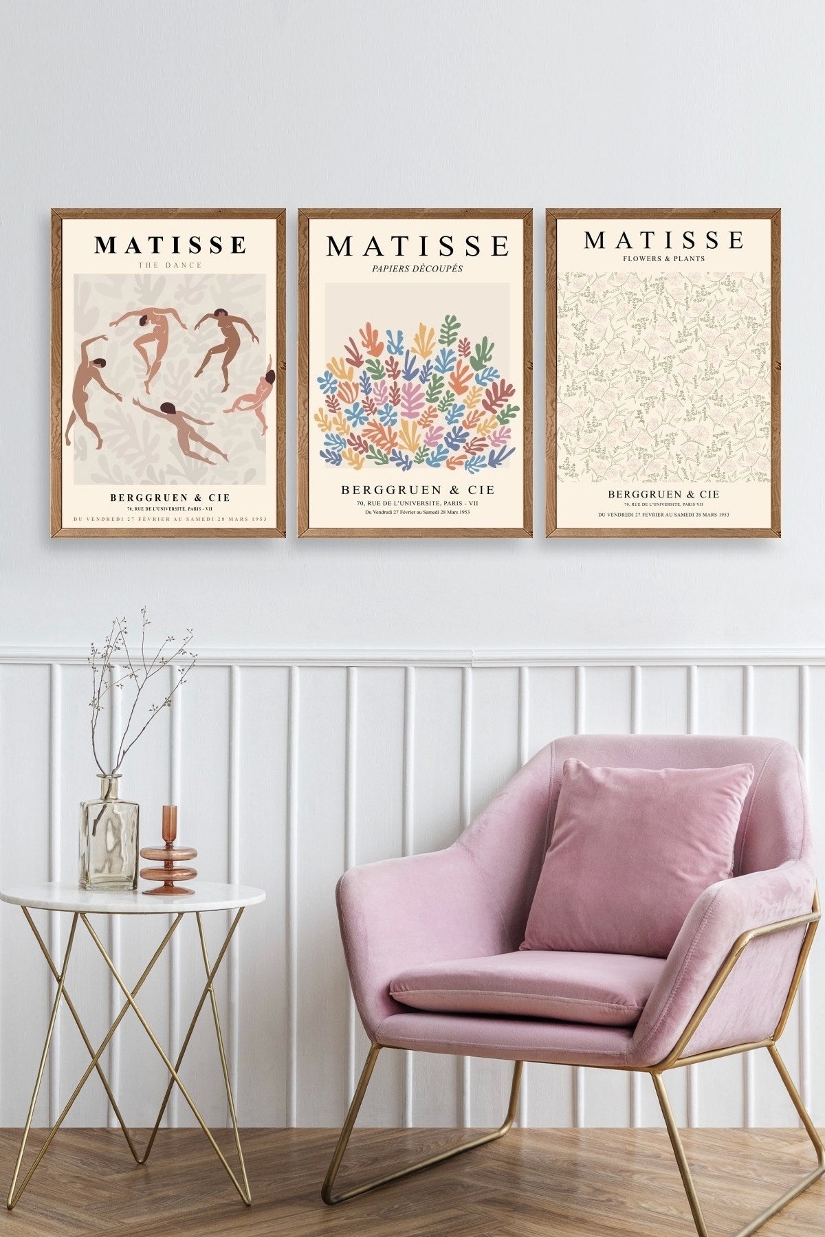 Matisse Üçlü Ahşap Çerçeveli Tablo 30 x 40