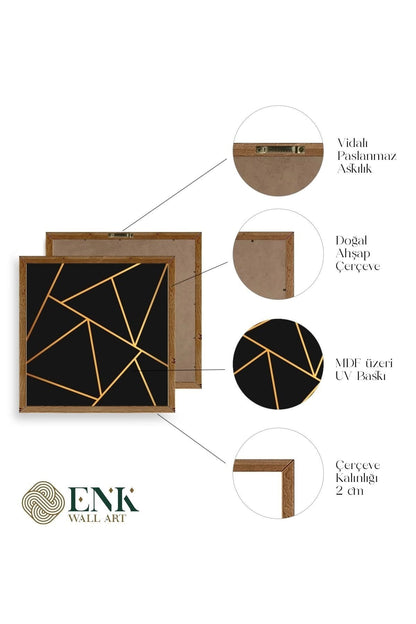 Üçgen Ahşap Çerçeveli Tablo 42 x 42