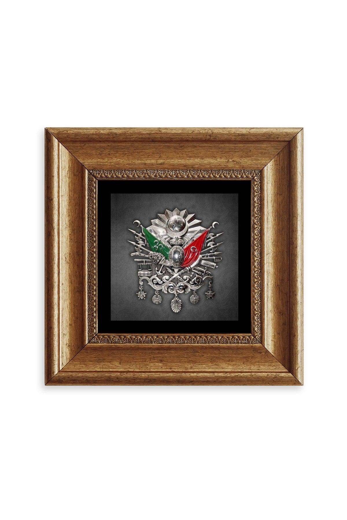 Osmanlı Arması Çerçeveli Taş Tablo 20 cm