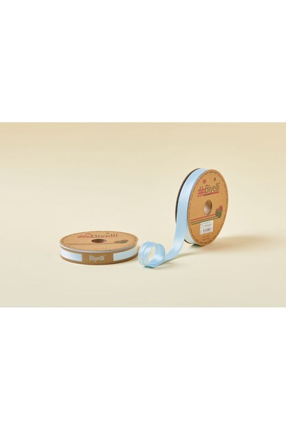 Biye Saten Katlı 004 Mavi 2 cm 25 Metre %100 Polyester