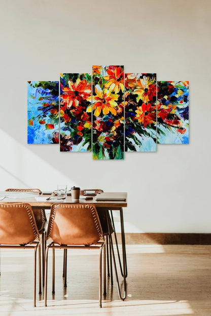 Çiçekler 5 Parçalı Mdf Tablo 60 x 100