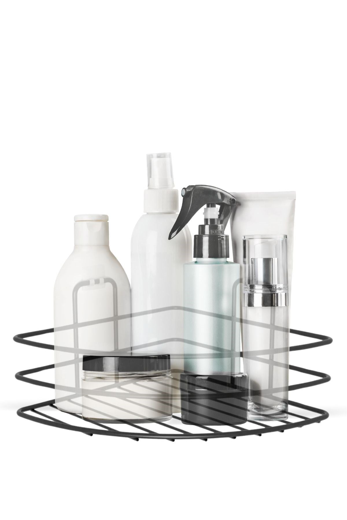 BUFFER® Kendiliğinden Yapışkanlı Montaj Gerektirmeyen Tek Katlı Banyo Askı Köşe Şampuanlık Siyah