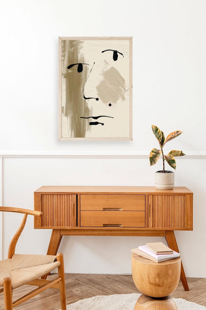 Soyut Yüz Ahşap Çerçeveli Tablo 30 x 42