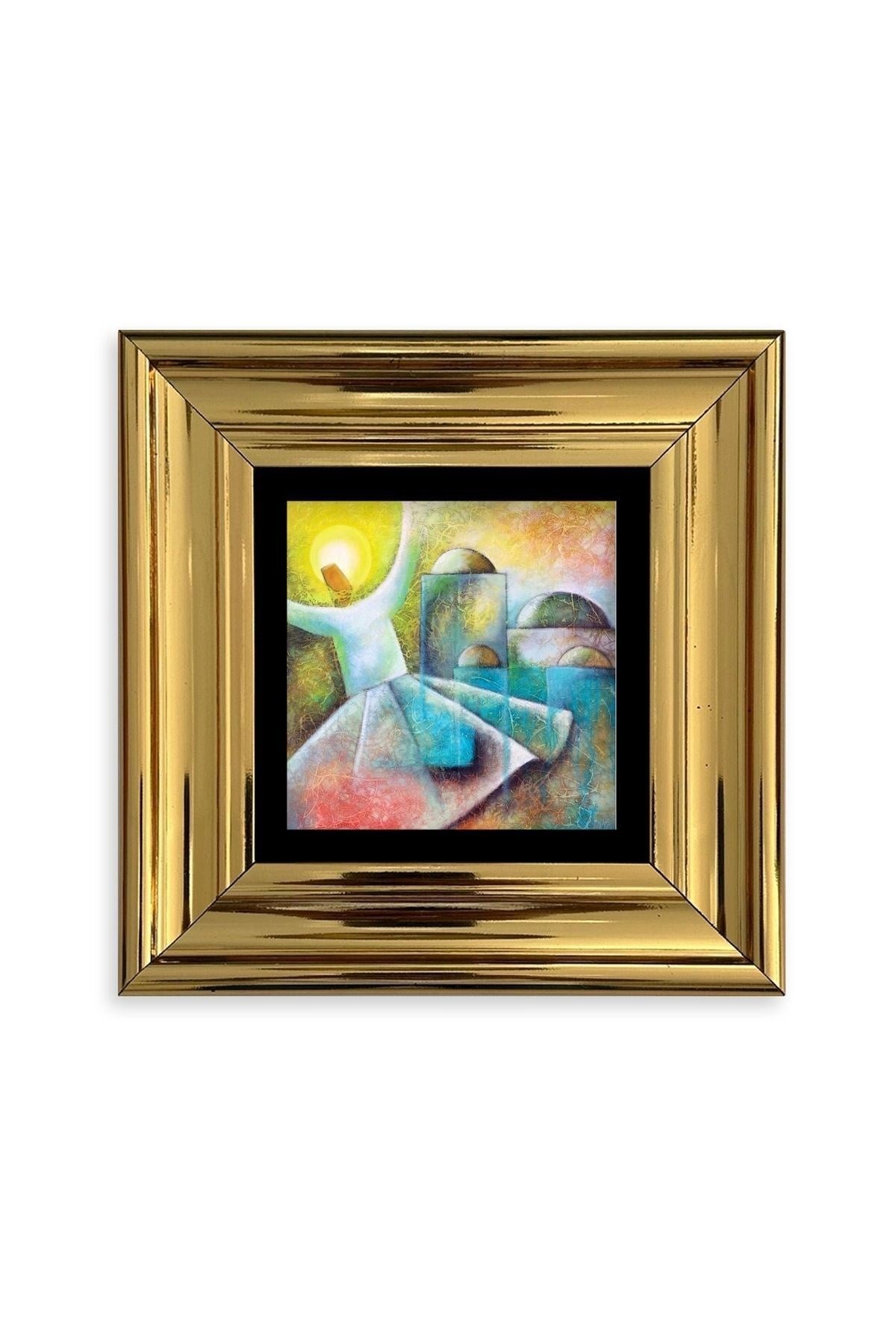 Semazen Mevlevi Çerçeveli Taş Tablo 20 cm