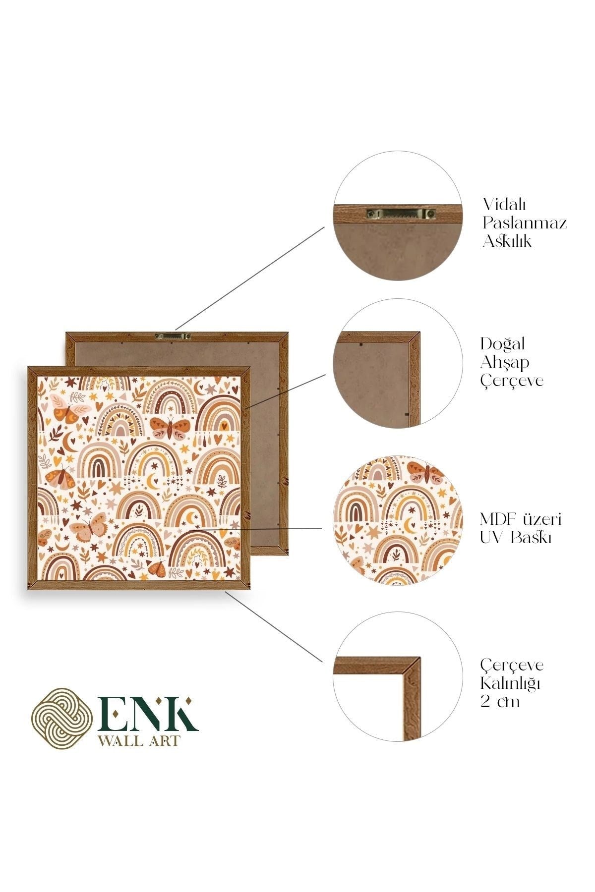 Gökkuşağı Ahşap Çerçeveli Tablo 50 x 50