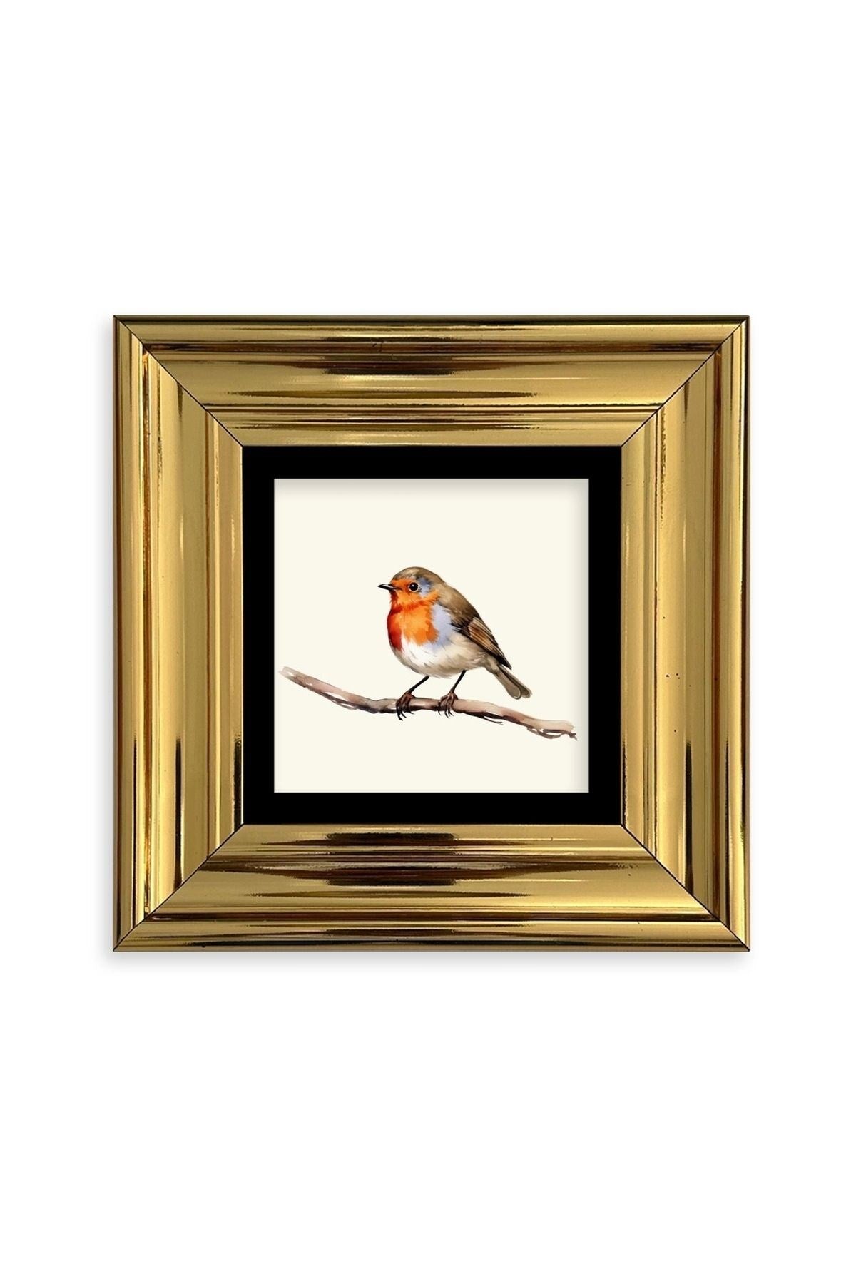 Tombul Kuş Çerçeveli Taş Tablo 20 cm