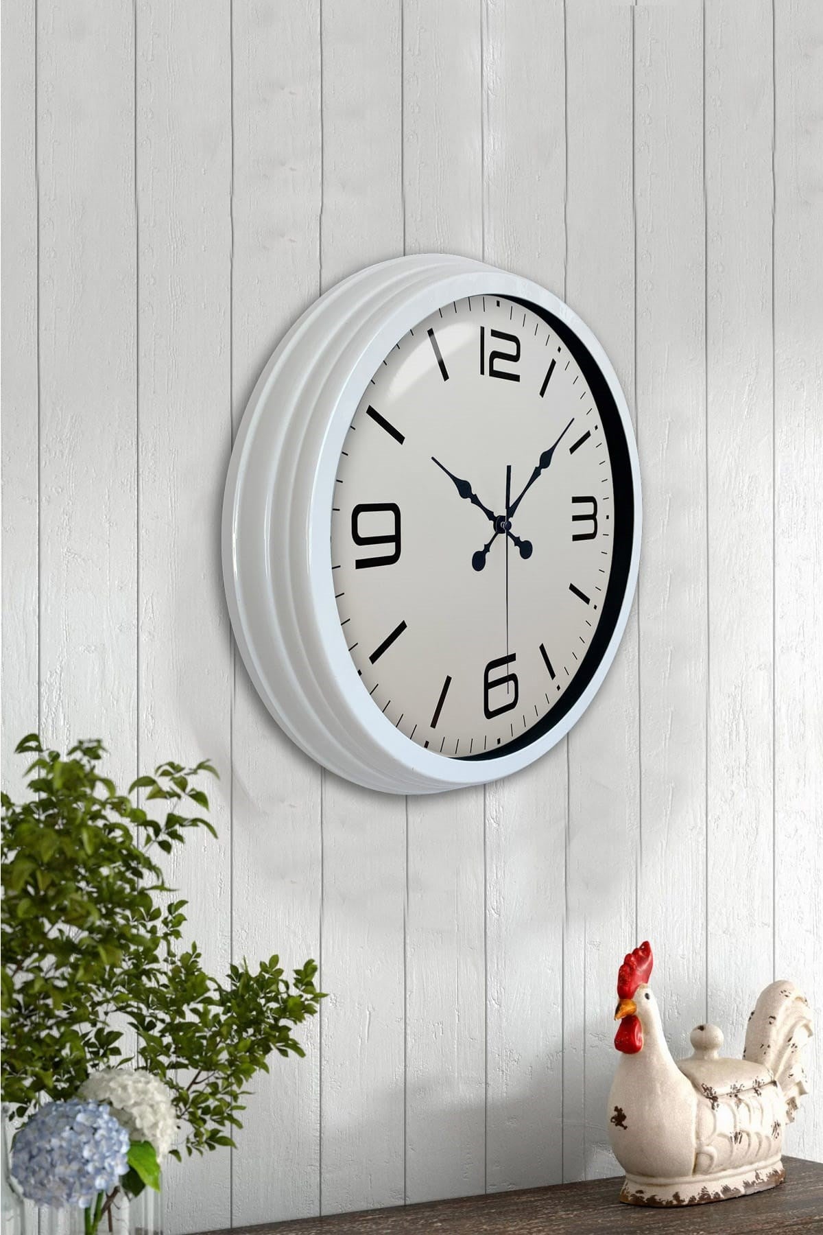 Zentime 40 Cm Metal Beyaz Modern Duvar Saati