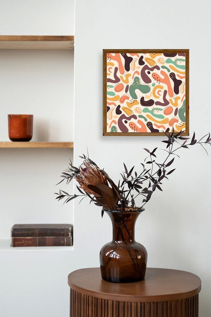 Soyut Ahşap Çerçeveli Tablo 50 x 50