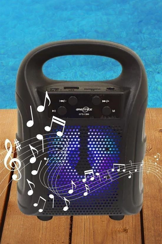 Tutmalı Mini Hoparlör Işıklı Taşınabilir Bluetooth Wireless Radyolu Sd Kart ve USB Girişli Hoparlör