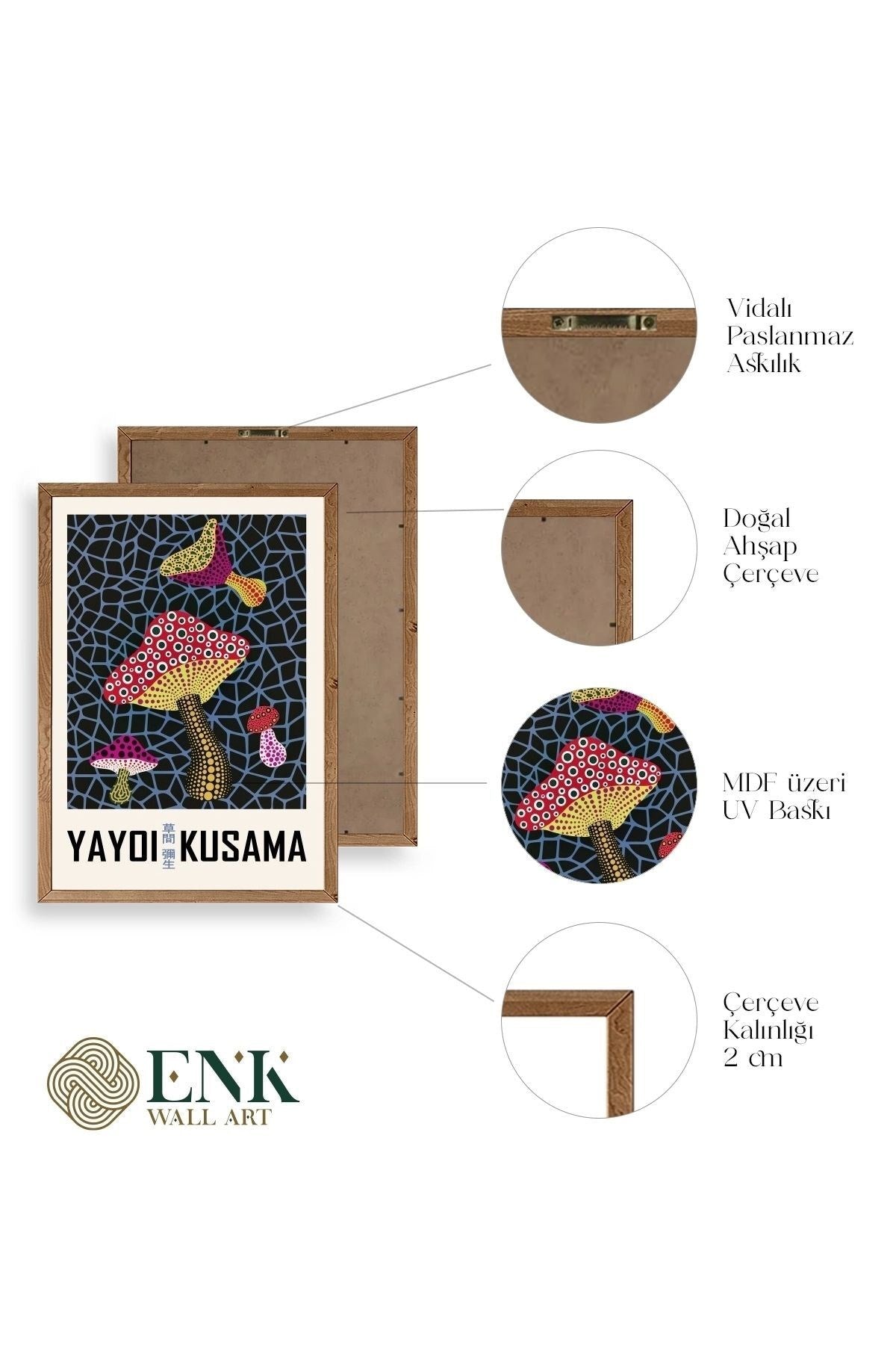 Yayoi Kusama Ahşap Çerçeveli Tablo 23 x 30