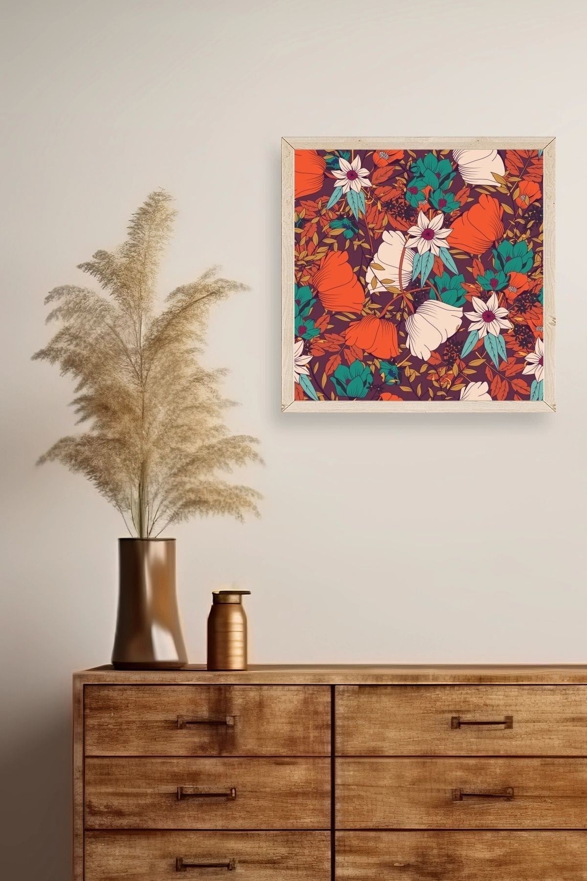 Çiçek Ahşap Çerçeveli Tablo 23 x 23