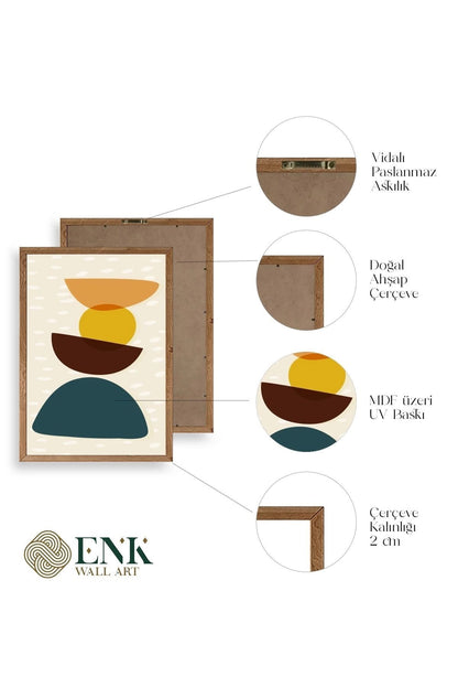 Rahatlatıcı Desenler Üçlü Ahşap Çerçeveli Tablo 17 x 23