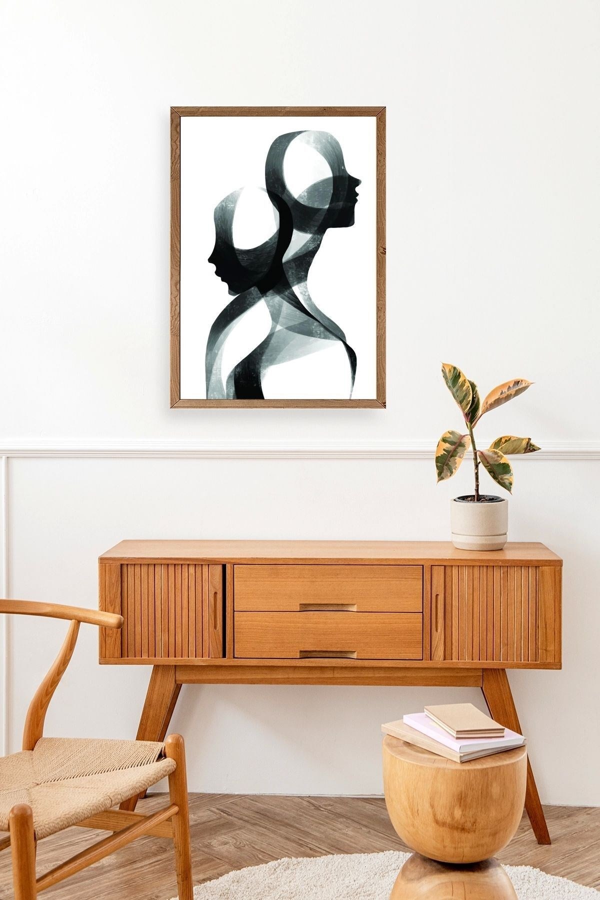 Soyut Ahşap Çerçeveli Tablo 30 x 42