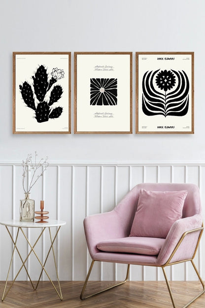 Modern Üçlü Ahşap Çerçeveli Tablo 23 x 30