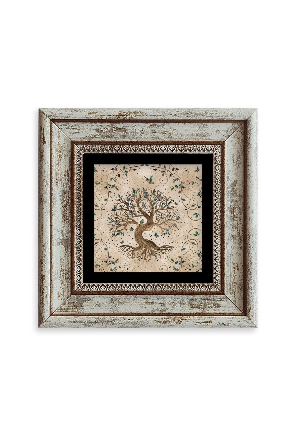 Hayat Ağacı Çerçeveli Taş Tablo 20 cm