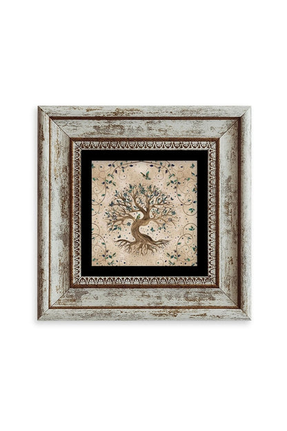 Hayat Ağacı Çerçeveli Taş Tablo 20 cm