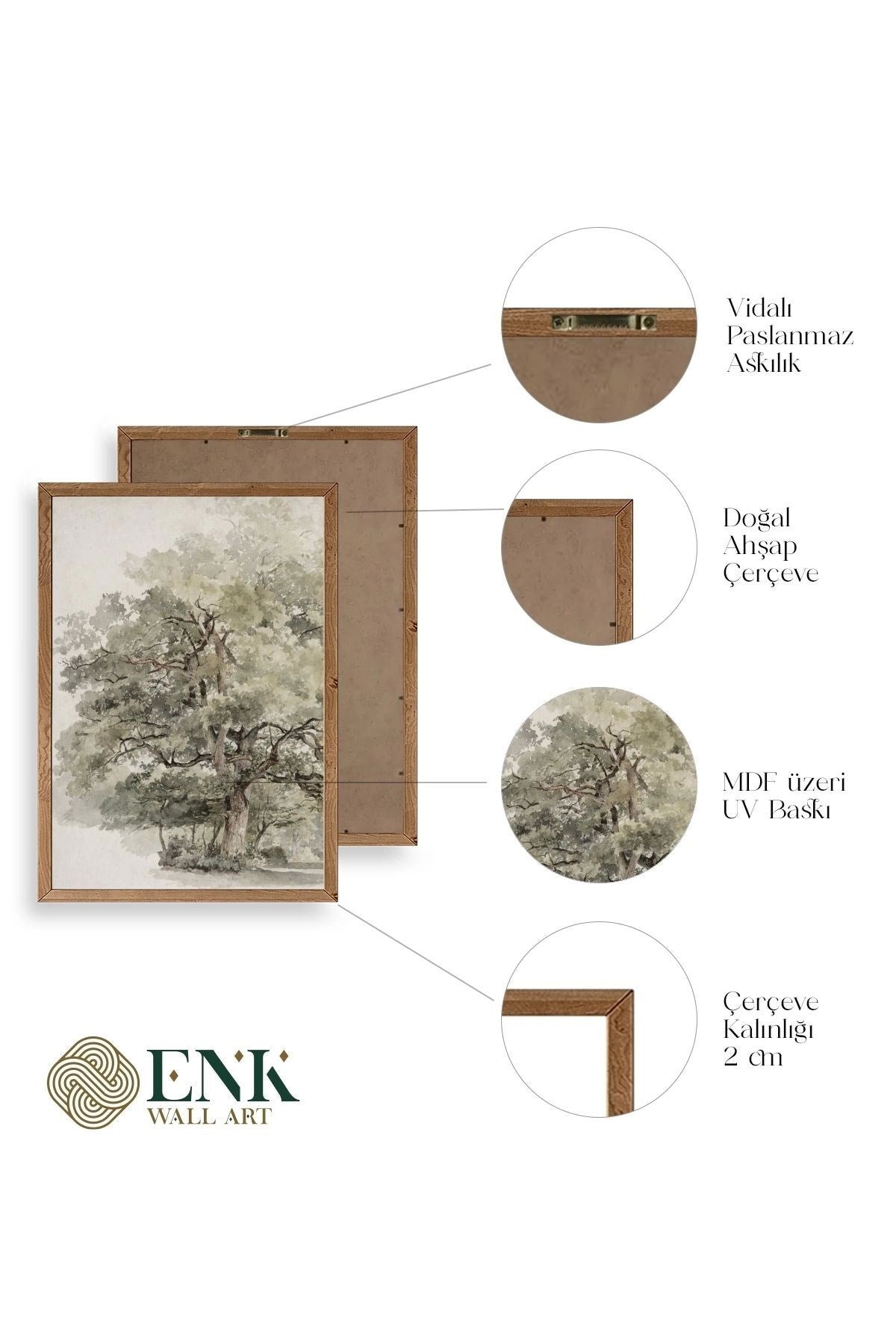 Ağaç Ahşap Çerçeveli Tablo 50 x 70