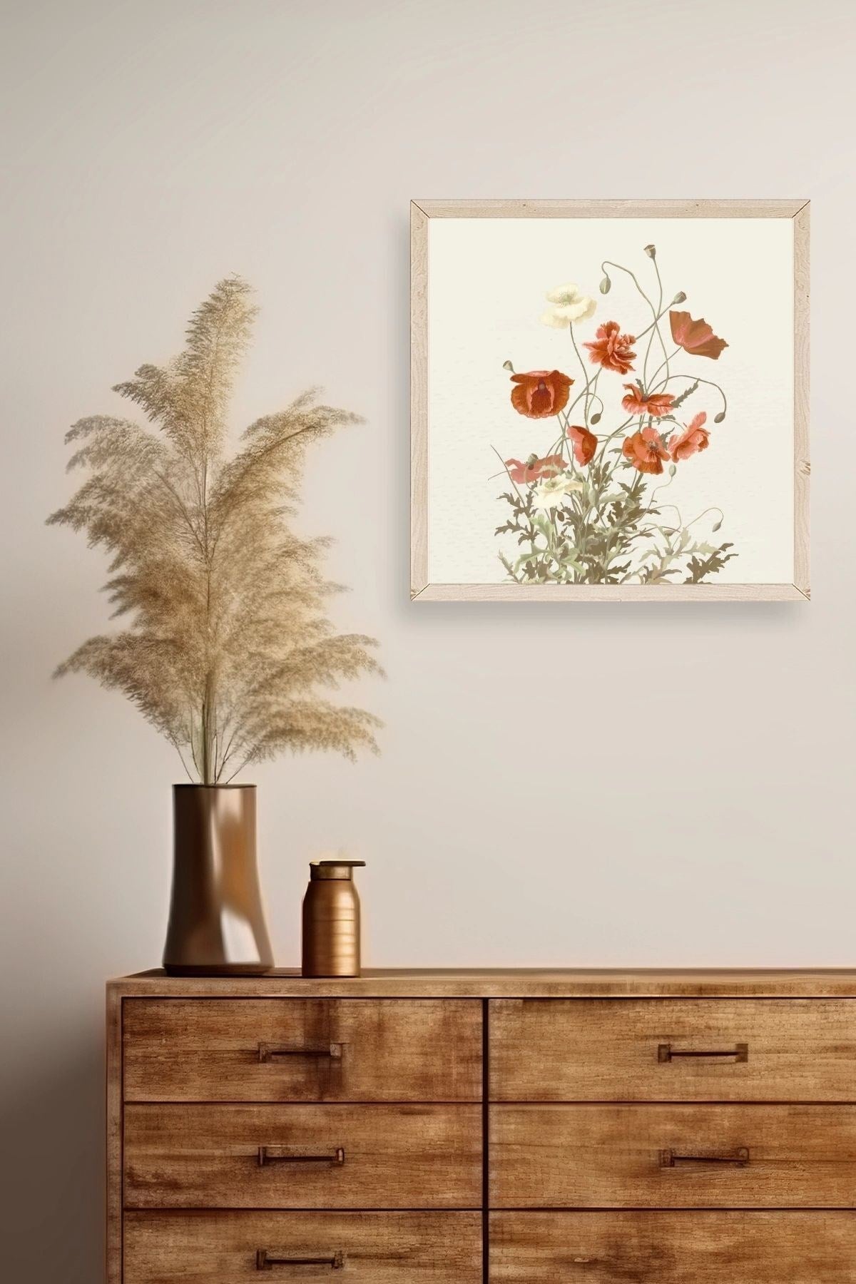 Çiçek Ahşap Çerçeveli Tablo 50 x 50