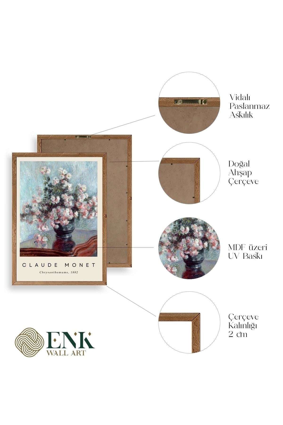 Ünlü Tablolar Üçlü Ahşap Çerçeveli Tablo 30 x 40