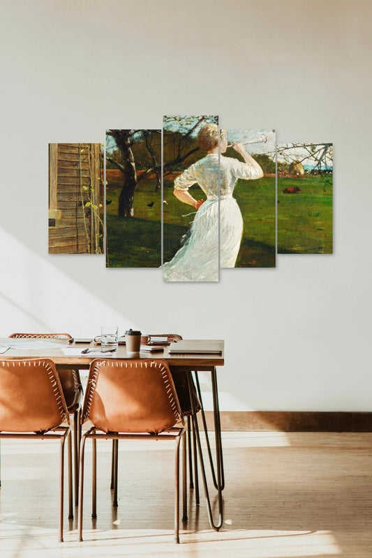 Kadın Manzarası 5 Parçalı Mdf Tablo 60 x 100