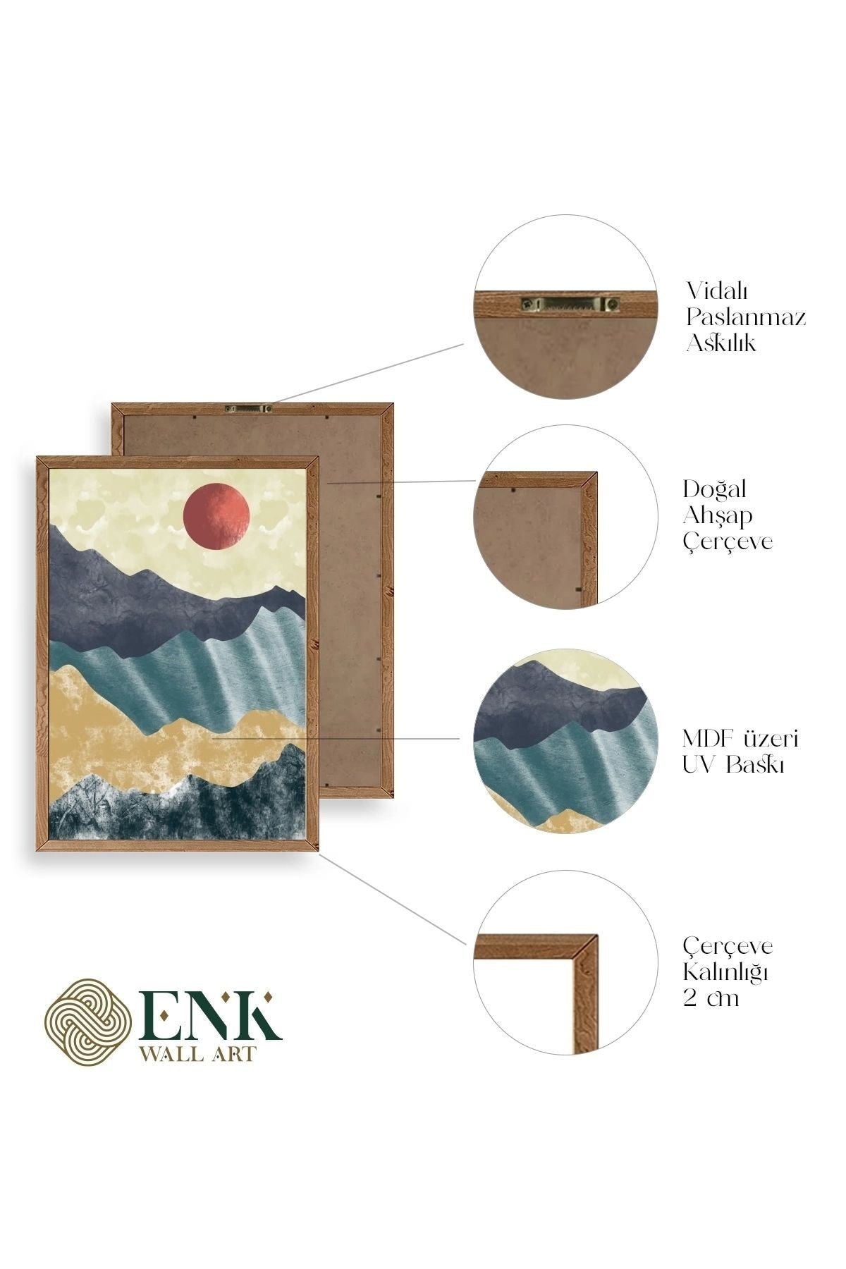 Manzara Üçlü Ahşap Çerçeveli Tablo 50 x 70