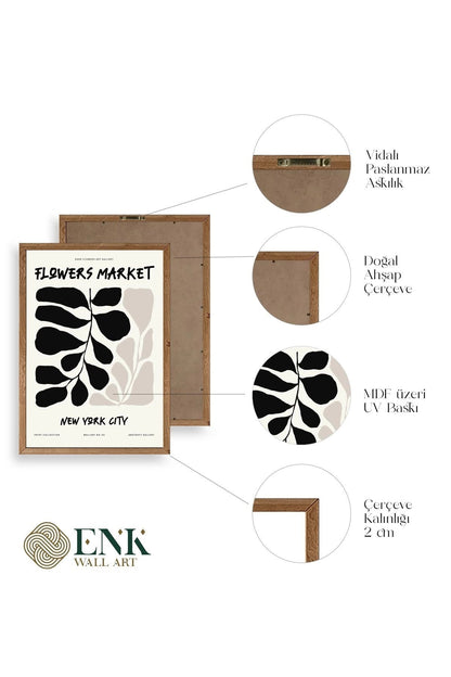 Yaprak Ahşap Çerçeveli Tablo 23 x 30