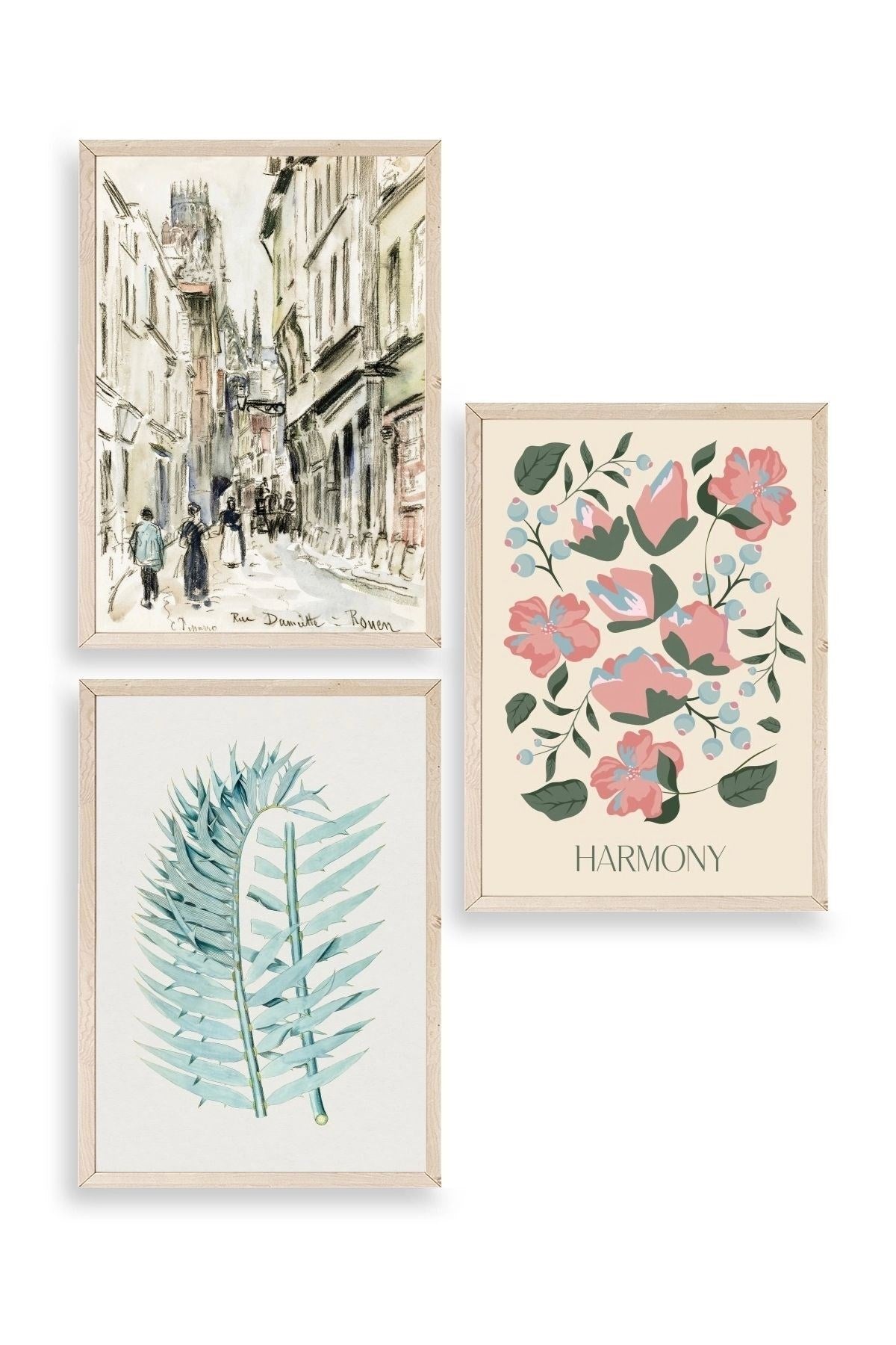 Harmony Üçlü Ahşap Çerçeveli Tablo 30 x 40