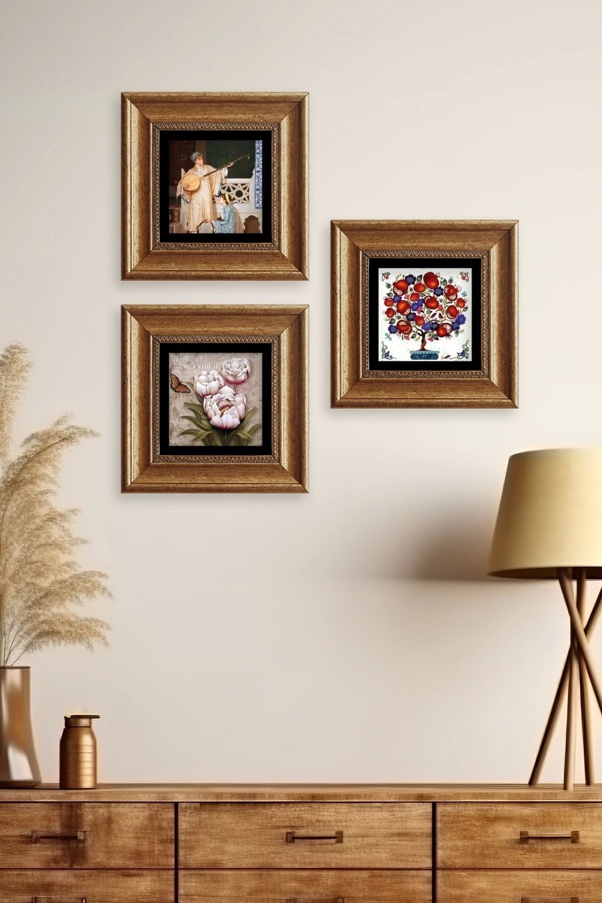 Mistik 3 lü Set Çerçeveli Taş Tablo 20 cm