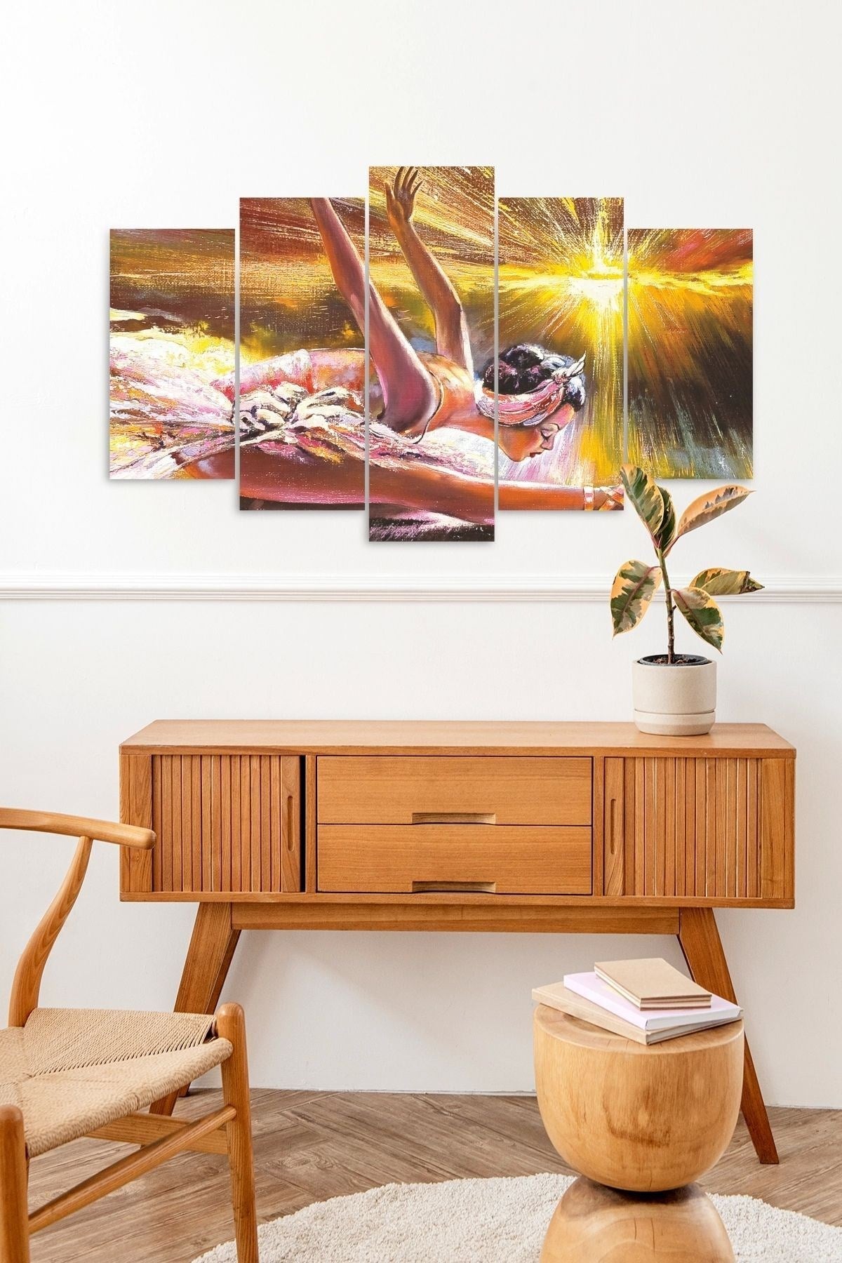 Kadın Manzarası 5 Parçalı Mdf Tablo 60 x 100