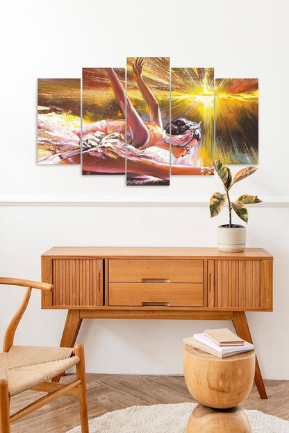 Kadın Manzarası 5 Parçalı Mdf Tablo 60 x 100