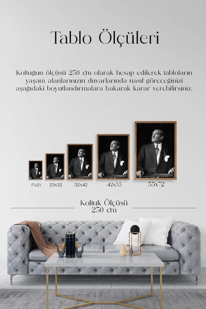 Atatürk Ahşap Çerçeveli Tablo 30 x 42