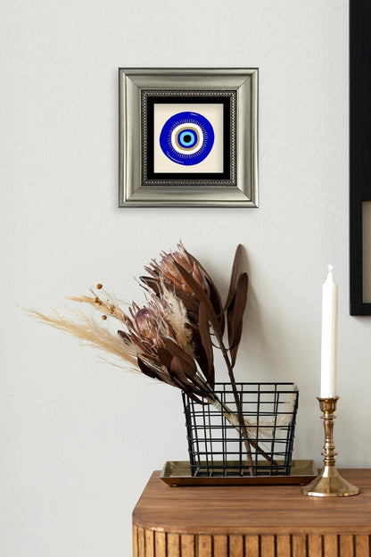 Nazar Boncuğu Çerçeveli Taş Tablo 20 cm