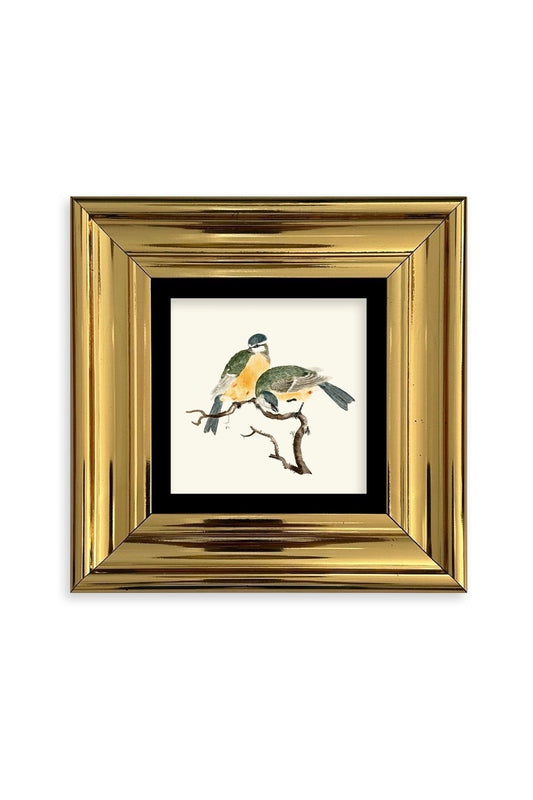 Dalda İki Kuş Çerçeveli Taş Tablo 20 cm