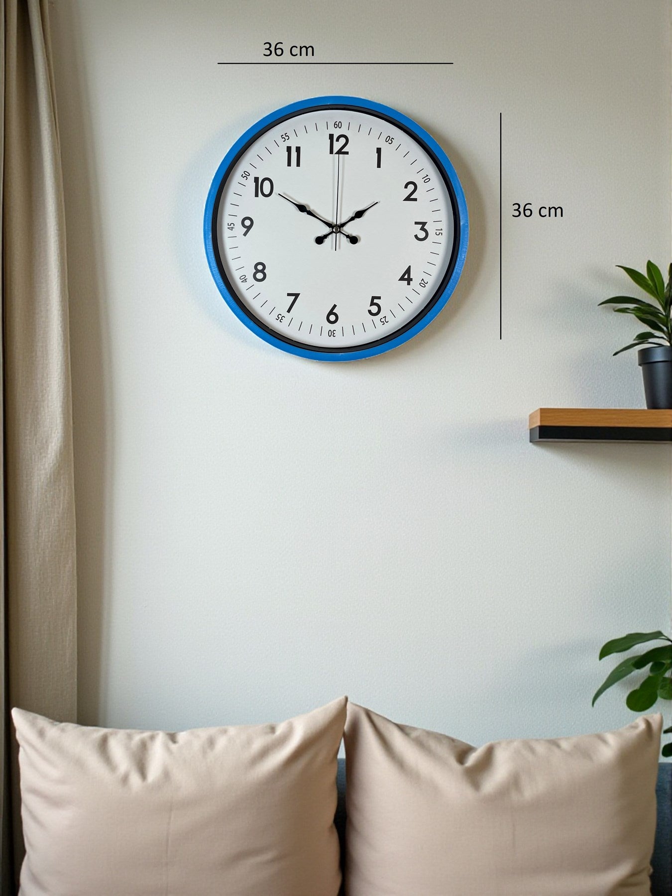 Zentime 36 Cm Mavi Dekoratif Duvar Saati