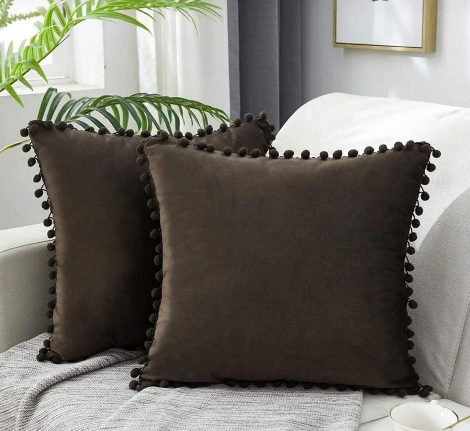 2'li ponponlu kırlent kılıf seti 40 x 40