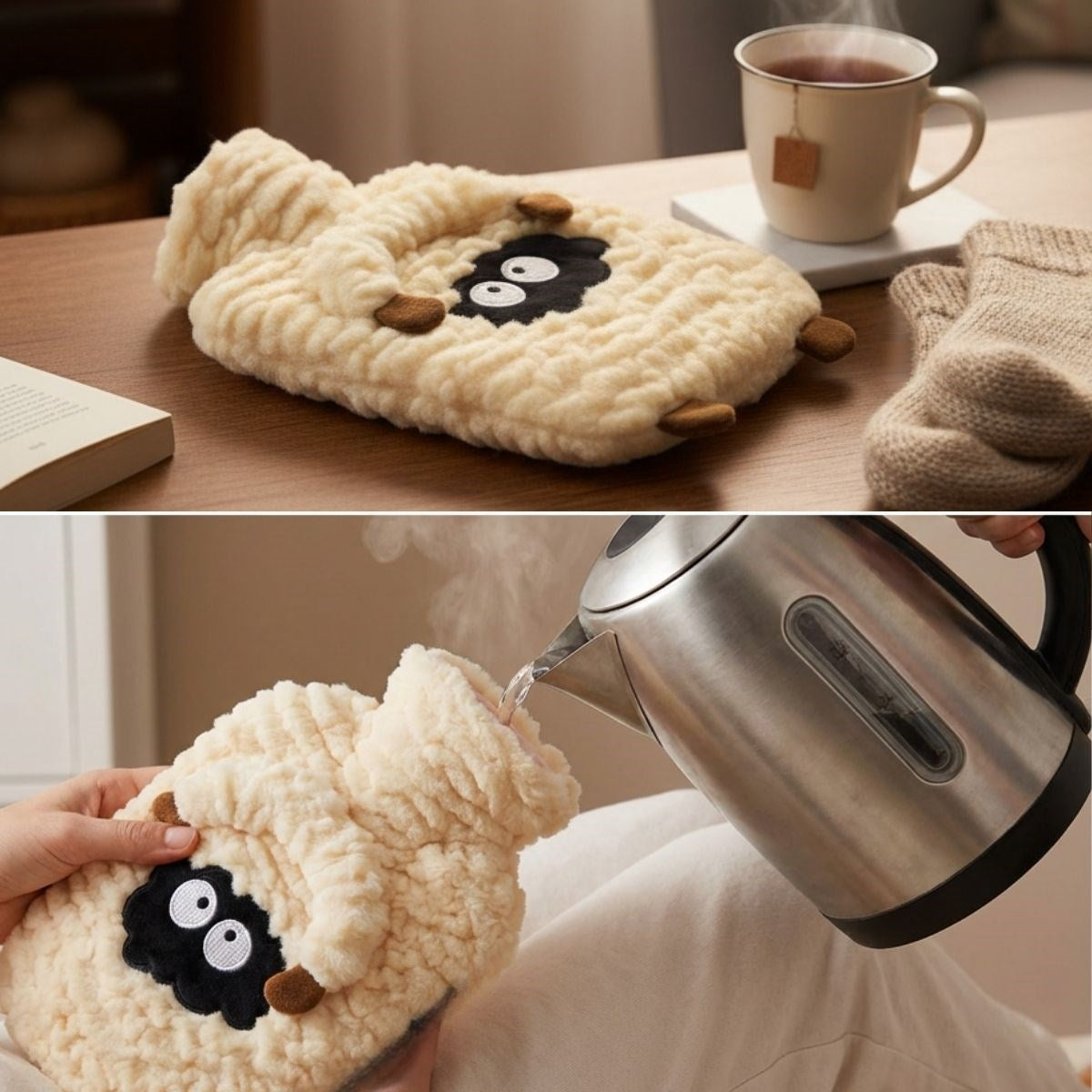 Kuzucuk Figürlü Peluş Sıcak Su Torbası 1 Lt – Yumuşak Kılıf, Uzun Süre Sıcak Tutan Termal Su Torbası
