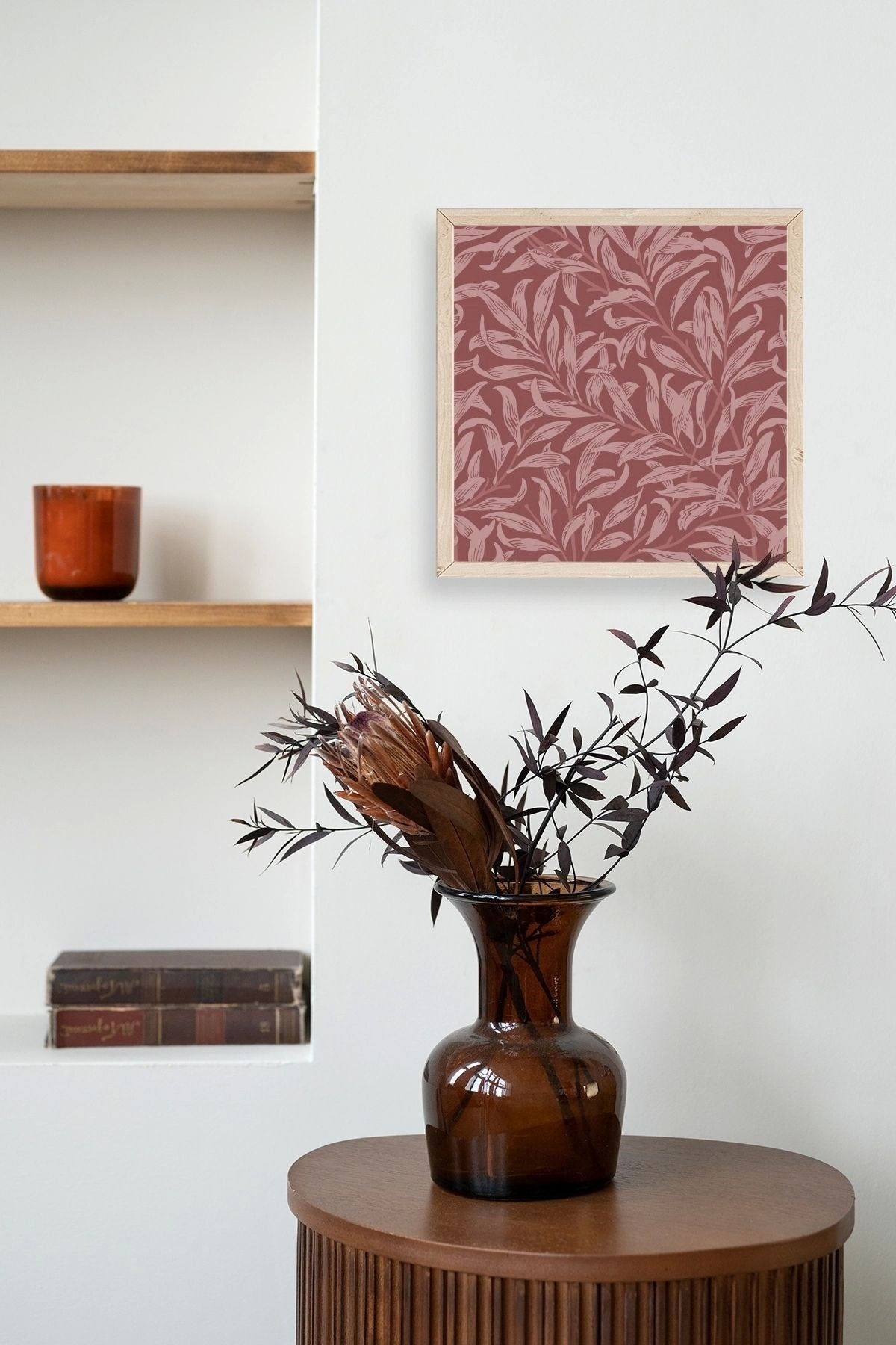 Yaprak Ahşap Çerçeveli Tablo 50 x 50