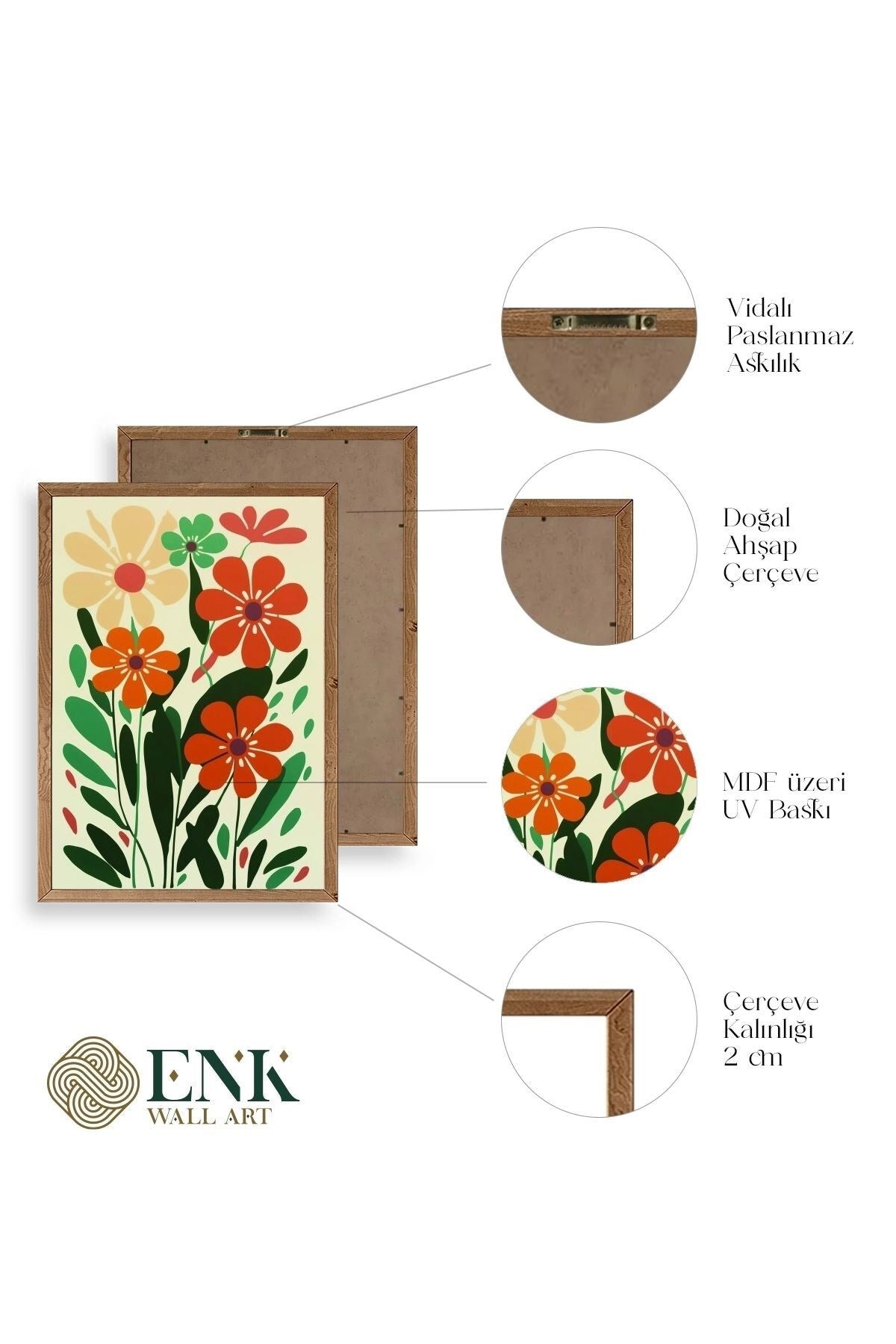 Çiçek Ahşap Çerçeveli Tablo 50 x 70