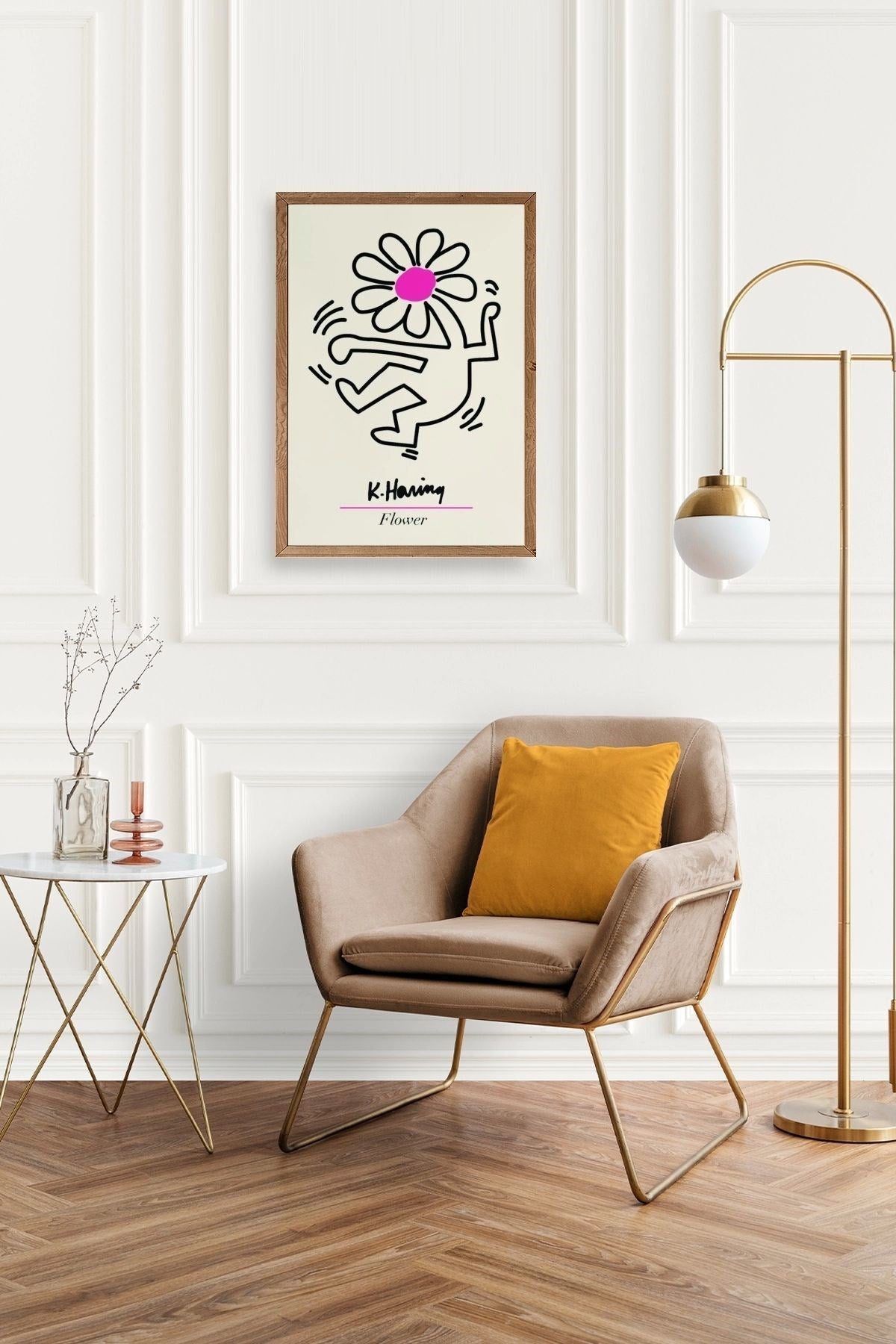 Soyut Çiçek Adam Ahşap Çerçeveli Tablo 50 x 70