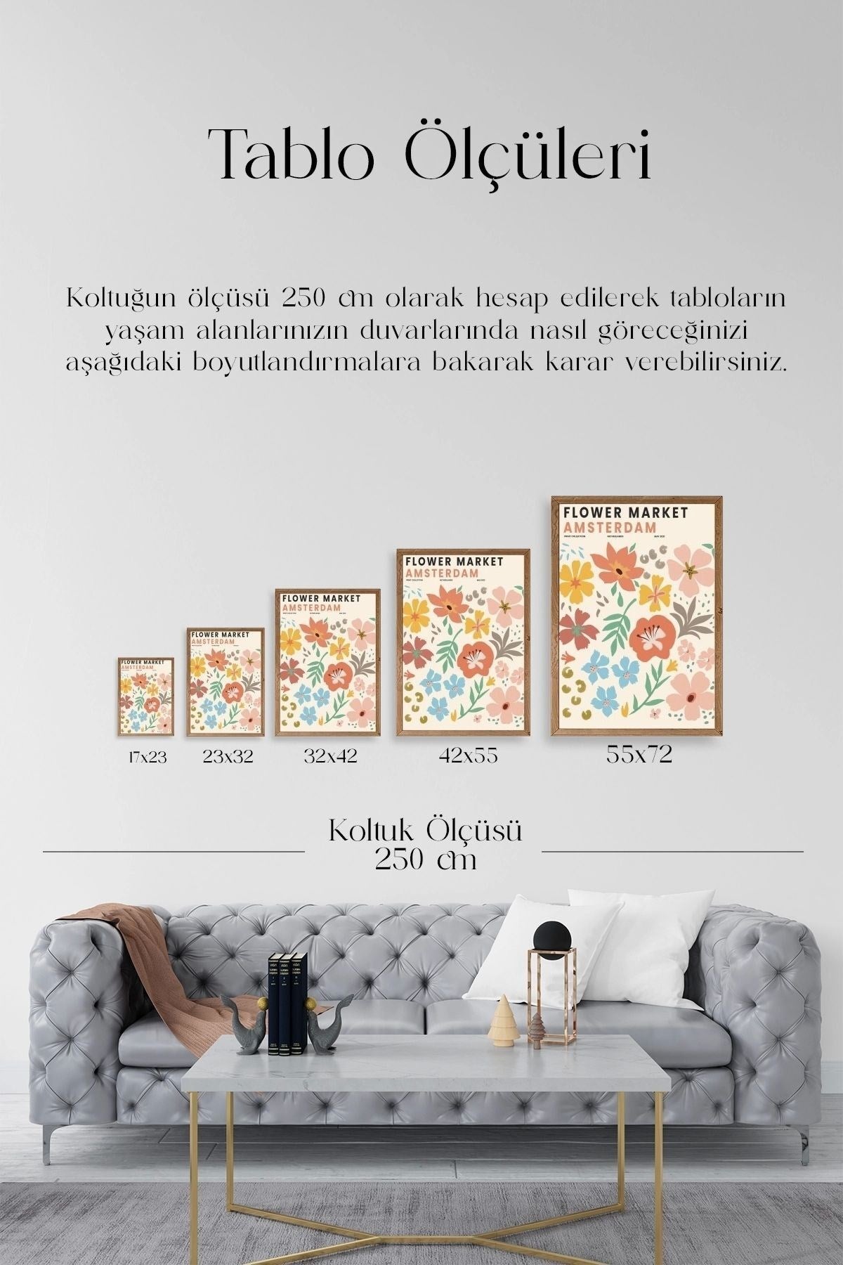Çiçek Pazarı Ahşap Çerçeveli Tablo 17 x 23