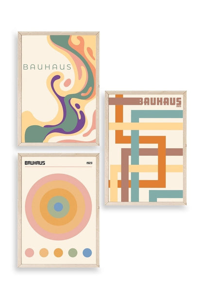 Bauhaus Üçlü Ahşap Çerçeveli Tablo 30 x 40