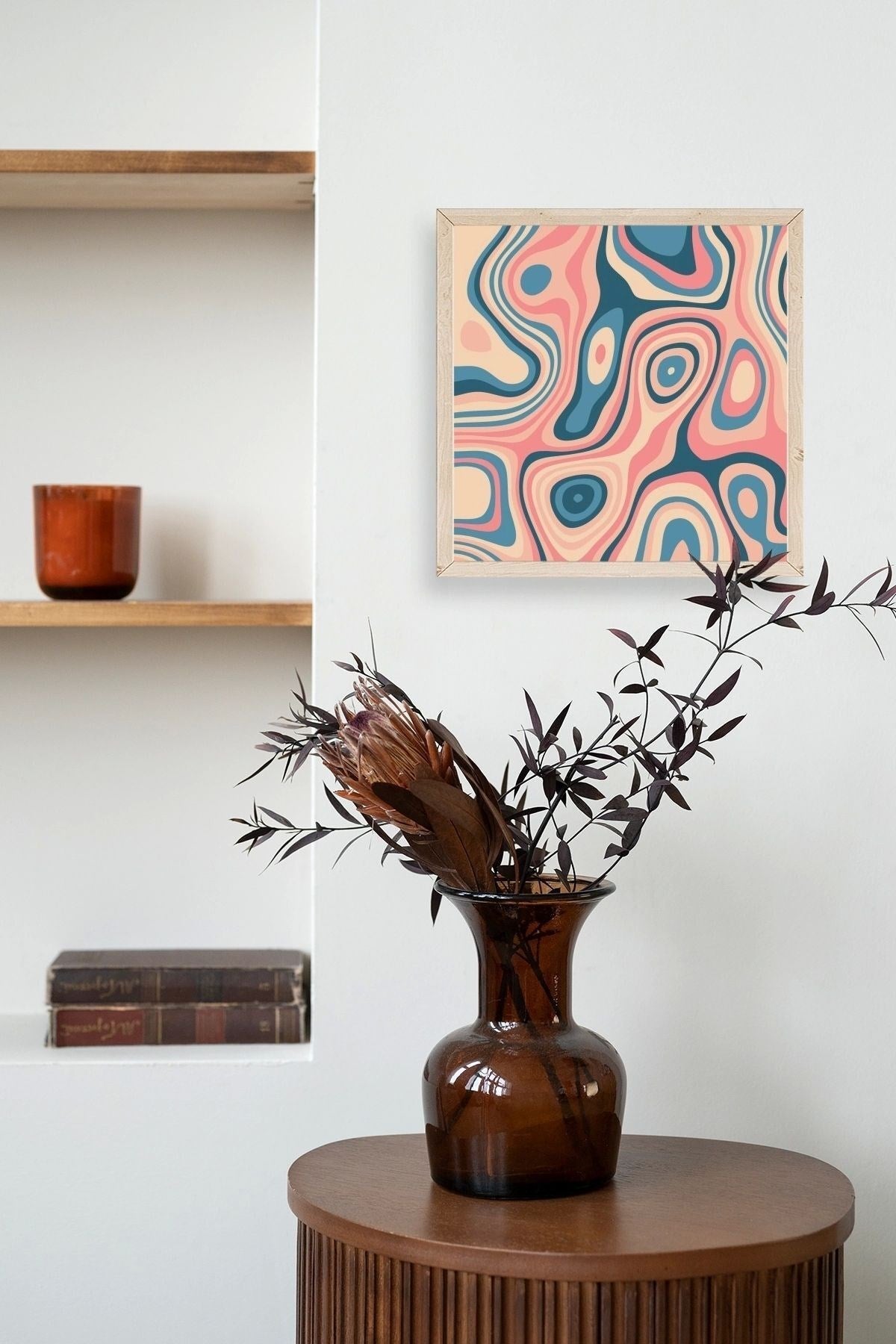 Soyut Ahşap Çerçeveli Tablo 23 x 23