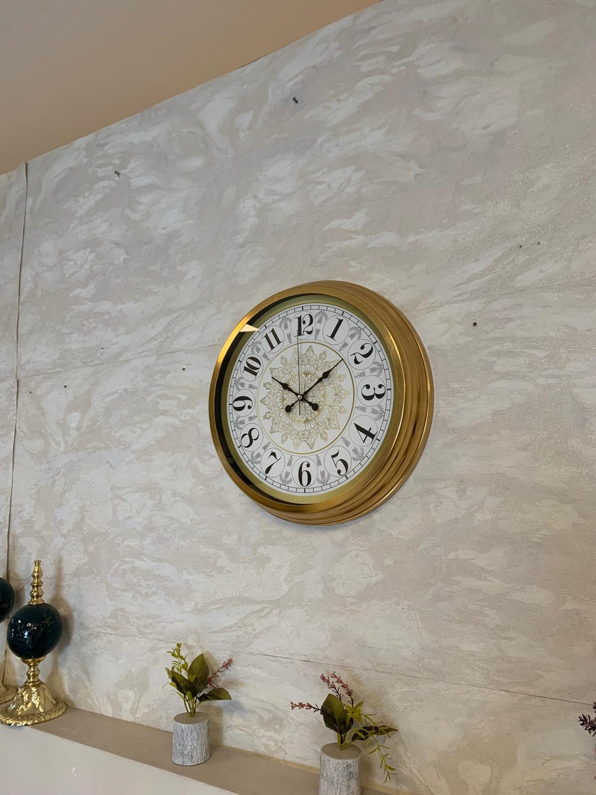Zentime 40 Cm Gold Lüks Duvar Saati