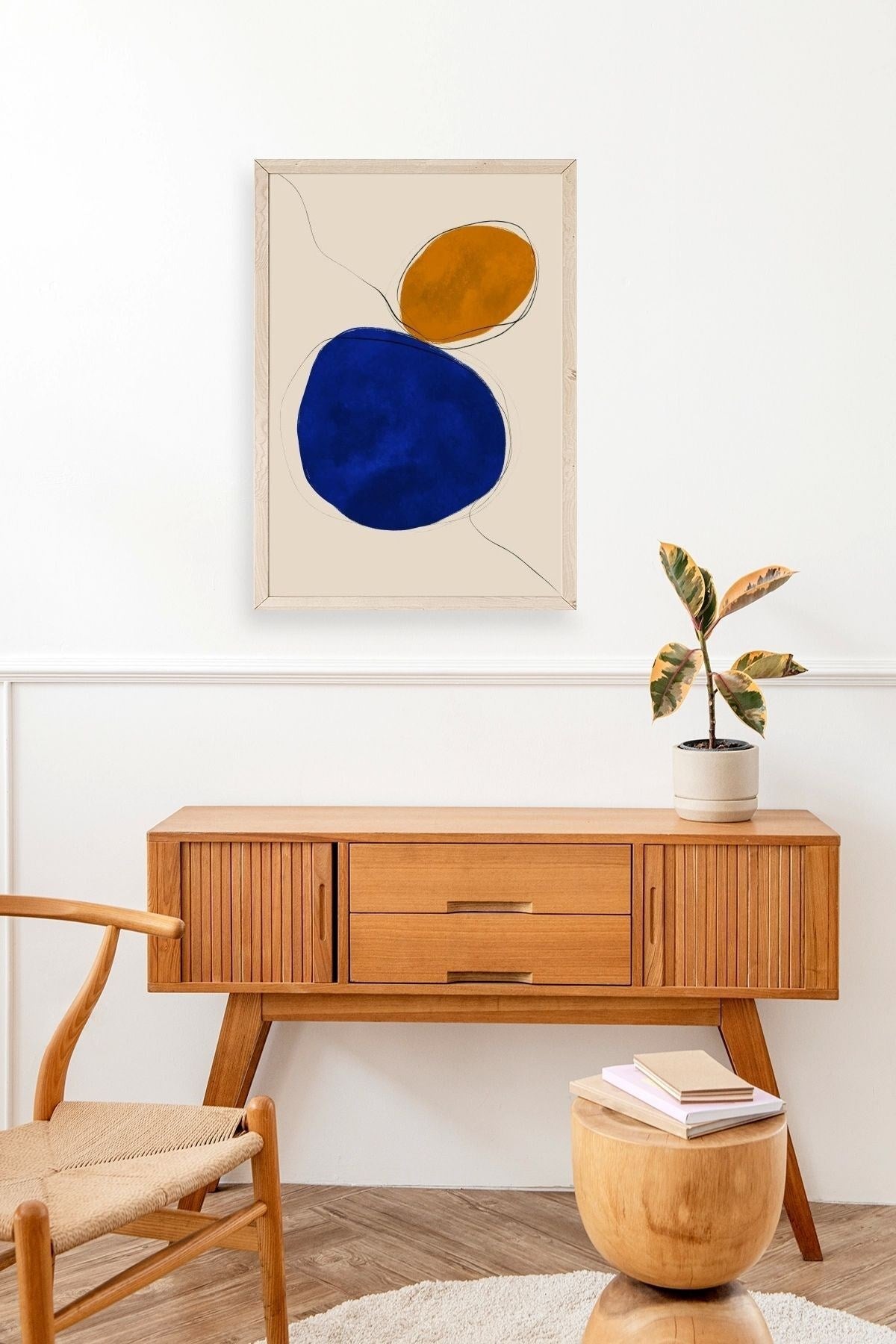 Soyut Ahşap Çerçeveli Tablo 30 x 42