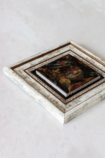 Afrikalı Çocuk Çerçeveli Taş Tablo , Çerçeveli Taş Duvar Dekoru-enkcrcvtbl-00193 20 cm