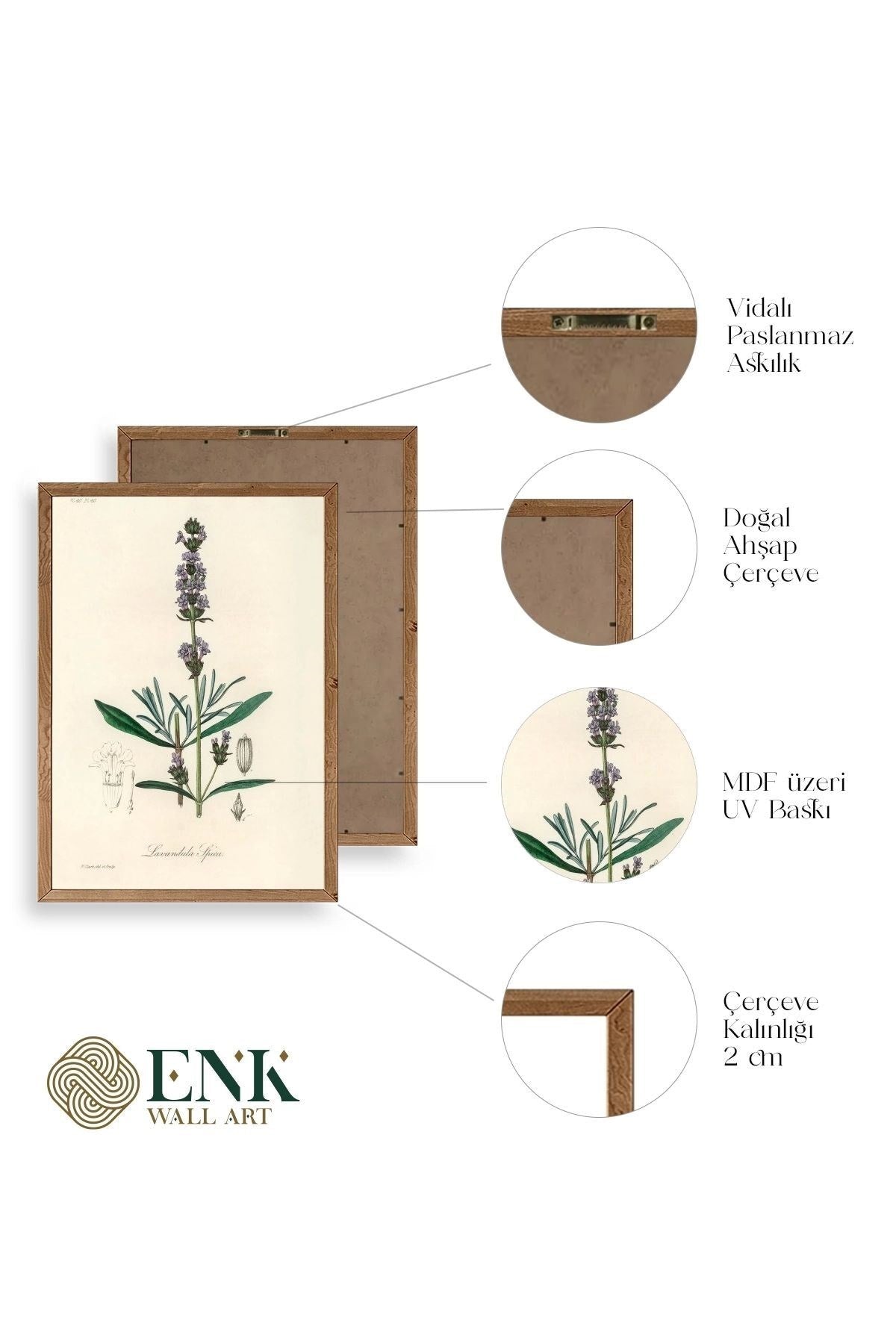 Yaprak Ahşap Çerçeveli Tablo 30 x 42