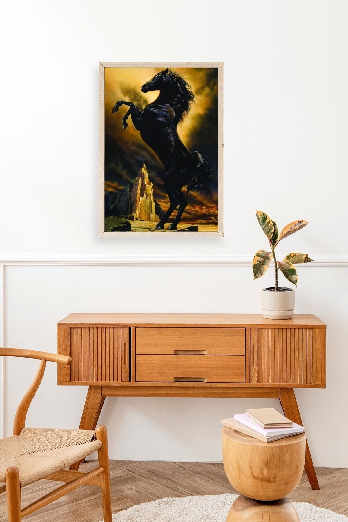 At Ahşap Çerçeveli Tablo 50 x 70