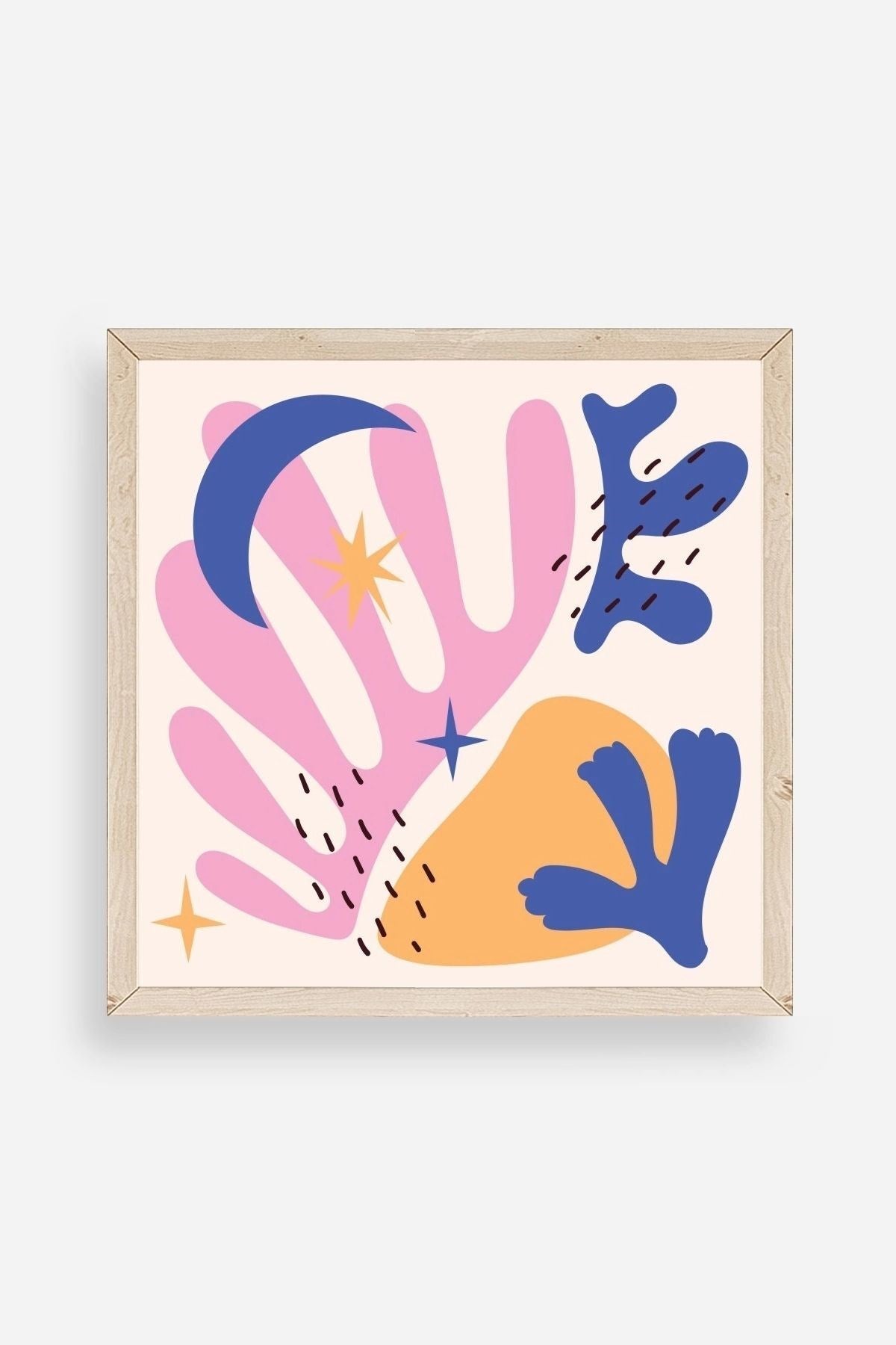 Soyut Ahşap Çerçeveli Tablo 50 x 50